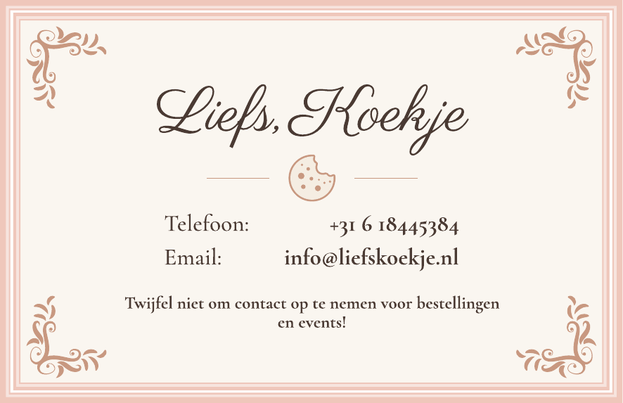 Visitekaartje van Liefs, Koekje met telefoonnummer en e-mailadres